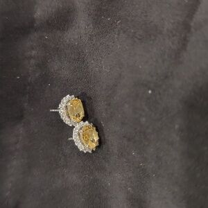 NEW David Sigal Sterling silver oval gem stud earrings